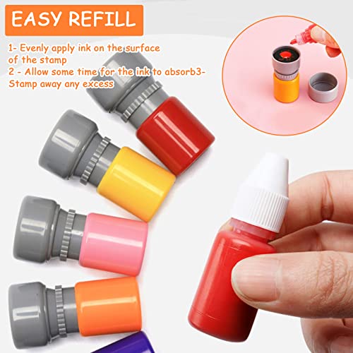 Retainbre 12 Sorted Teacher Stamps for Classroom, Self-Inking Rubber Colorful Teacher Stamps for Grading Homework, Mood Expressions Stamps for Office Stationery Encouraging Comments - Image 2