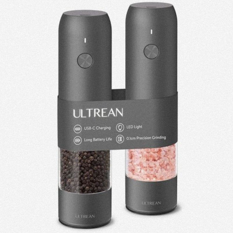 Electric Pepper Grinder and Salt Mill Set Rechargeable with Type-C LED Light One-Hand Operation 6 Adjustable Coarseness 70ml Capacity - Image 1