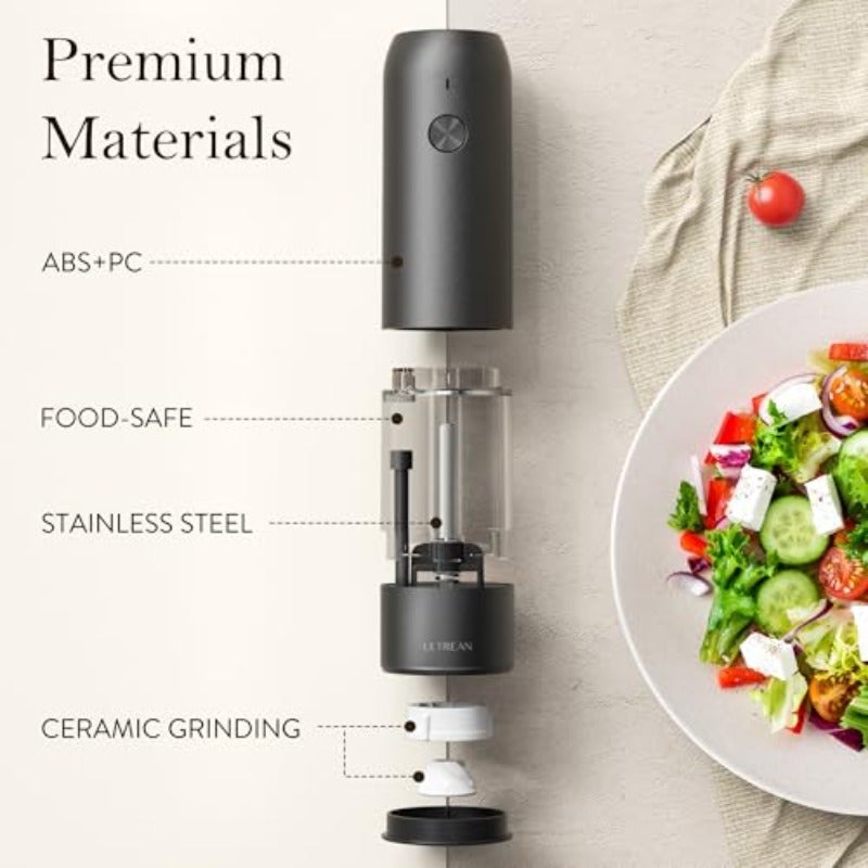 Electric Pepper Grinder and Salt Mill Set Rechargeable with Type-C LED Light One-Hand Operation 6 Adjustable Coarseness 70ml Capacity - Image 5