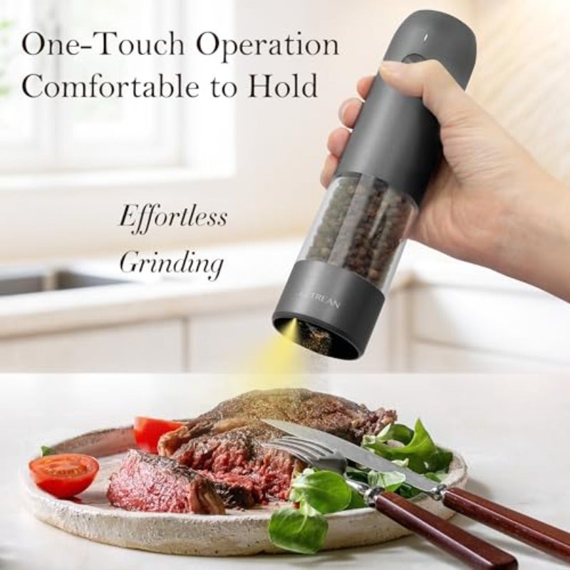 Electric Pepper Grinder and Salt Mill Set Rechargeable with Type-C LED Light One-Hand Operation 6 Adjustable Coarseness 70ml Capacity - Image 2