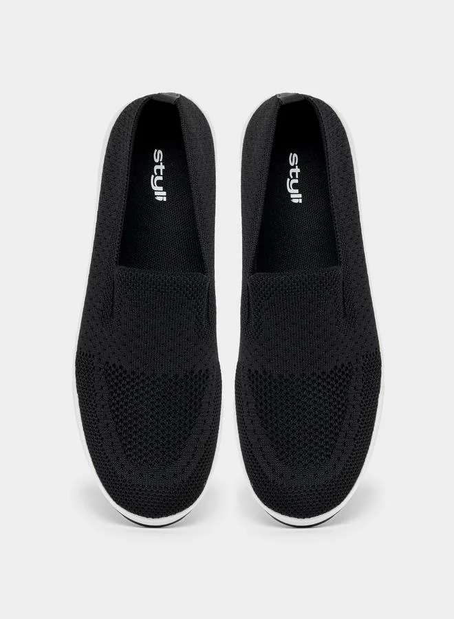 Styli Knit Upper Slip On Casual Shoes