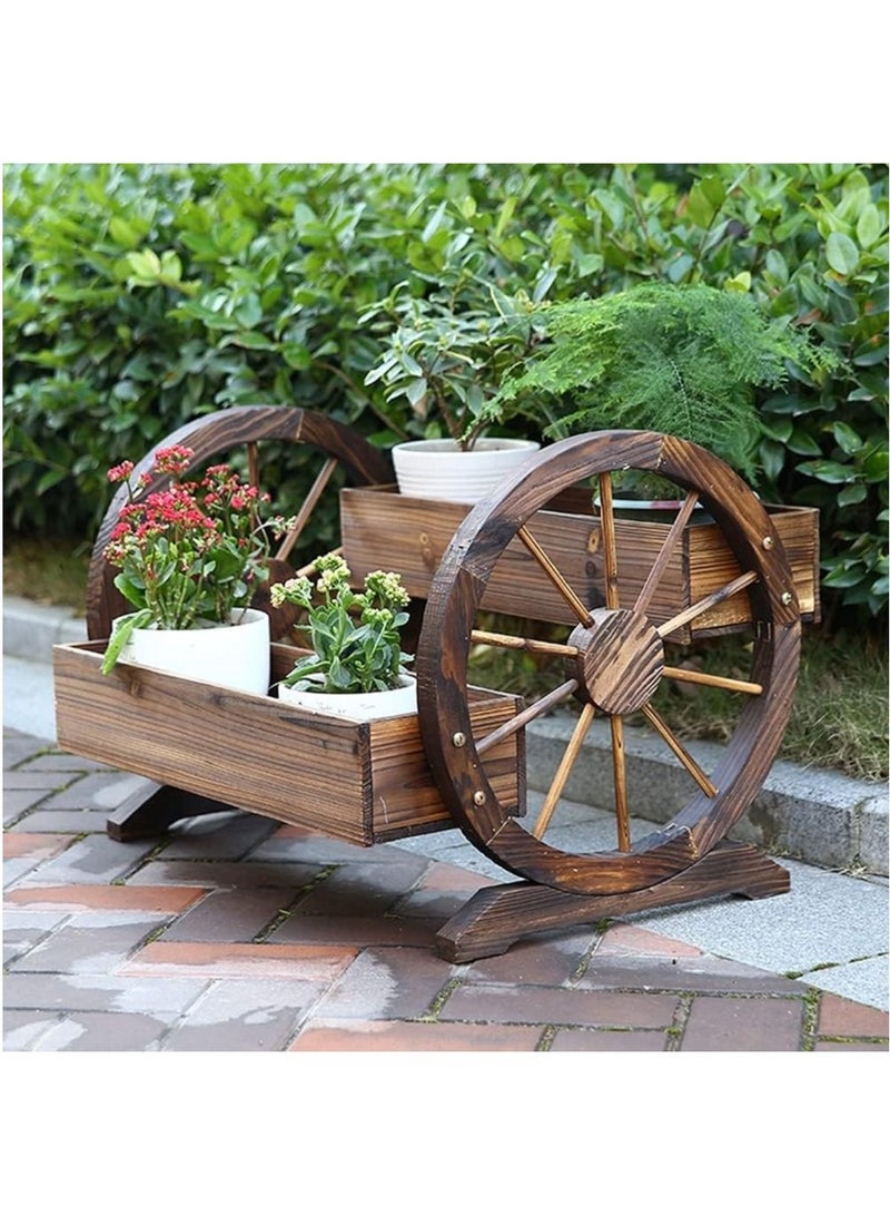 DubaiGallery Solid Wood Wheel Flower Pot Flower Box Outdoor Plant Vegetable Planting Box, for Garden Patio - Image 2