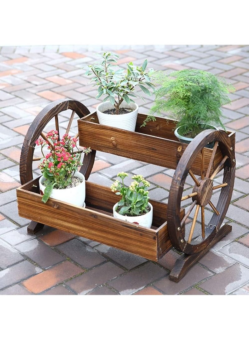 DubaiGallery Solid Wood Wheel Flower Pot Flower Box Outdoor Plant Vegetable Planting Box, for Garden Patio - Image 4
