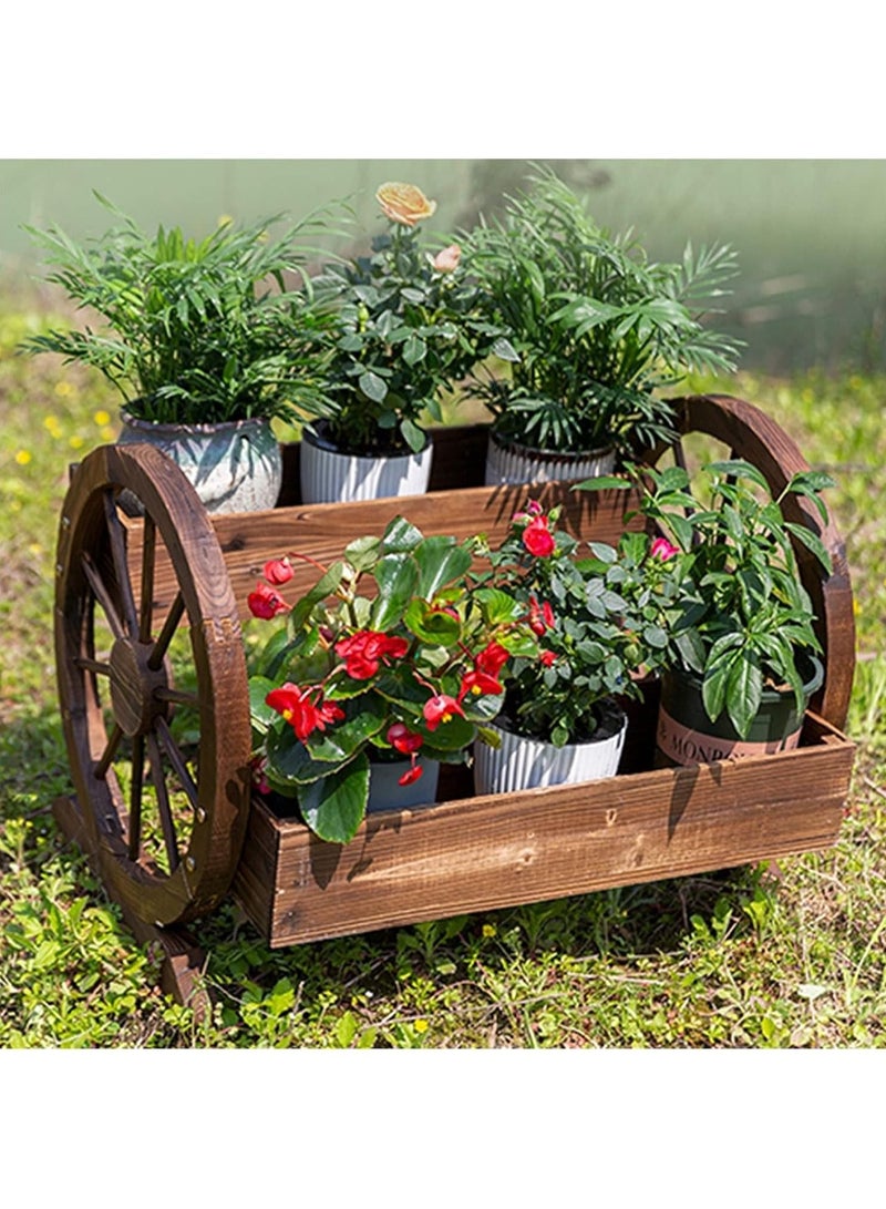 DubaiGallery Solid Wood Wheel Flower Pot Flower Box Outdoor Plant Vegetable Planting Box, for Garden Patio - Image 3