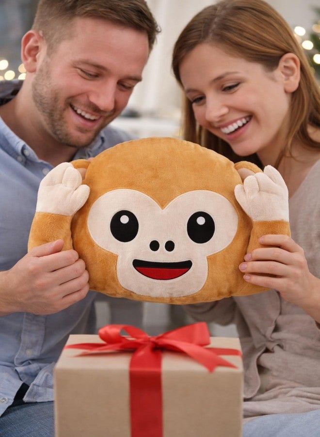 Fun4you وسادة لعبة قرد قطيفة ناعمة من Fun4you للأطفال - وسادة حيوان محشو على شكل قرد مبتسم لطيف، وسادة قطيفة فائقة النعومة قابلة للعناق للأطفال والرضع وديكور المنزل (وسادة أذن قرد) - Image 5