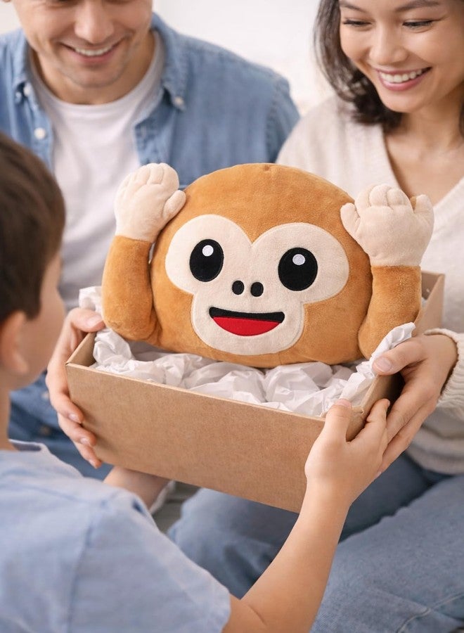 Fun4you وسادة لعبة قرد قطيفة ناعمة من Fun4you للأطفال - وسادة حيوان محشو على شكل قرد مبتسم لطيف، وسادة قطيفة فائقة النعومة قابلة للعناق للأطفال والرضع وديكور المنزل (وسادة أذن قرد) - Image 4