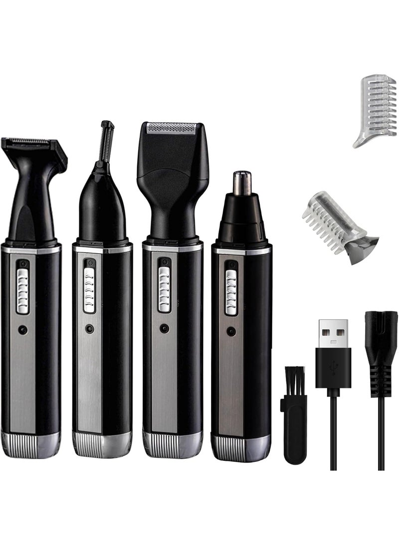 ماكينة حلاقة شعر الأنف للنساء والرجال، 4 في 1 لإزالة شعر الوجه، ماكينة حلاقة احترافية للحواجب وشعر الوجه، ماكينة حلاقة محمولة قابلة لإعادة الشحن ومقاومة للماء للأنف والأذن والحواجب - Image 1