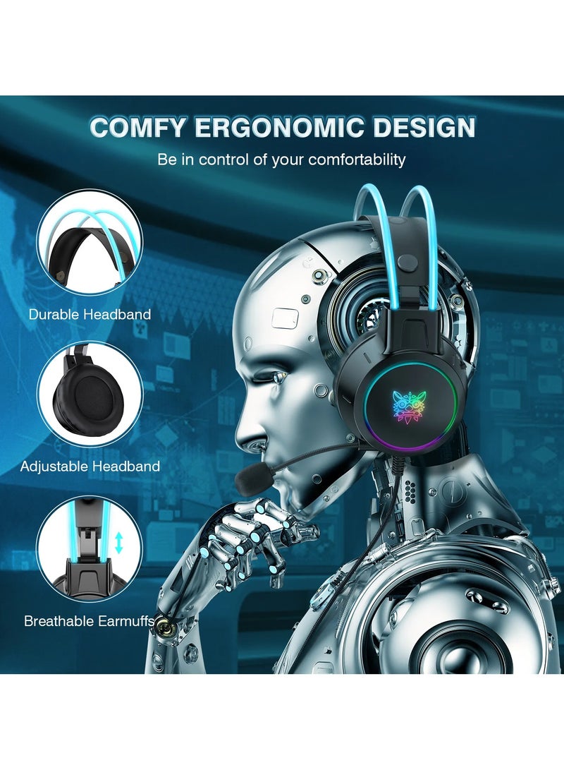 Onikuma X15 PRO Noise Cancelling Headset With Microphone LED Light Gaming Headset for PS4 Gaming Headphones - Image 5