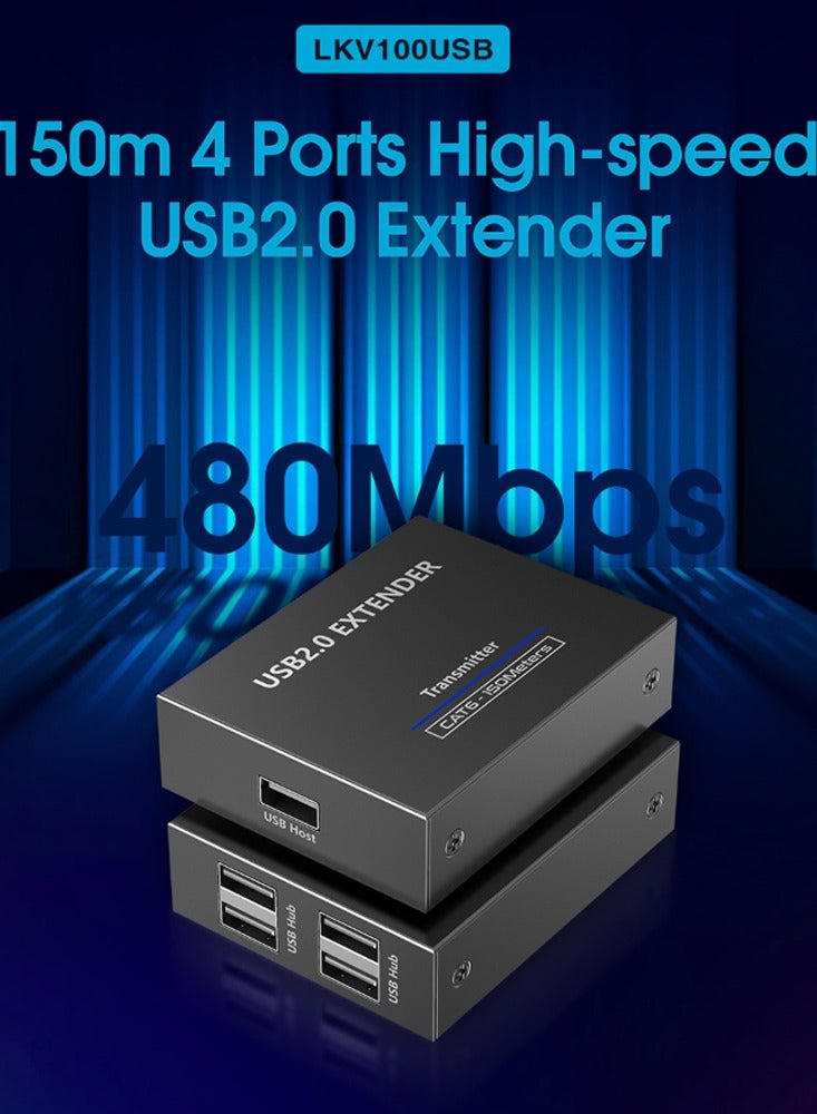 لينكينج مُمدد USB 2.0 بأربعة منافذ  لتوصيل الأجهزة حتى 150 متر باستخدام كابلات الشبكة - Image 2