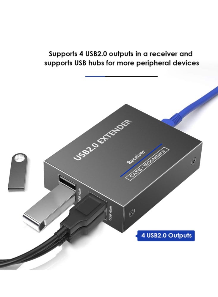 لينكينج مُمدد USB 2.0 بأربعة منافذ  لتوصيل الأجهزة حتى 150 متر باستخدام كابلات الشبكة - Image 5