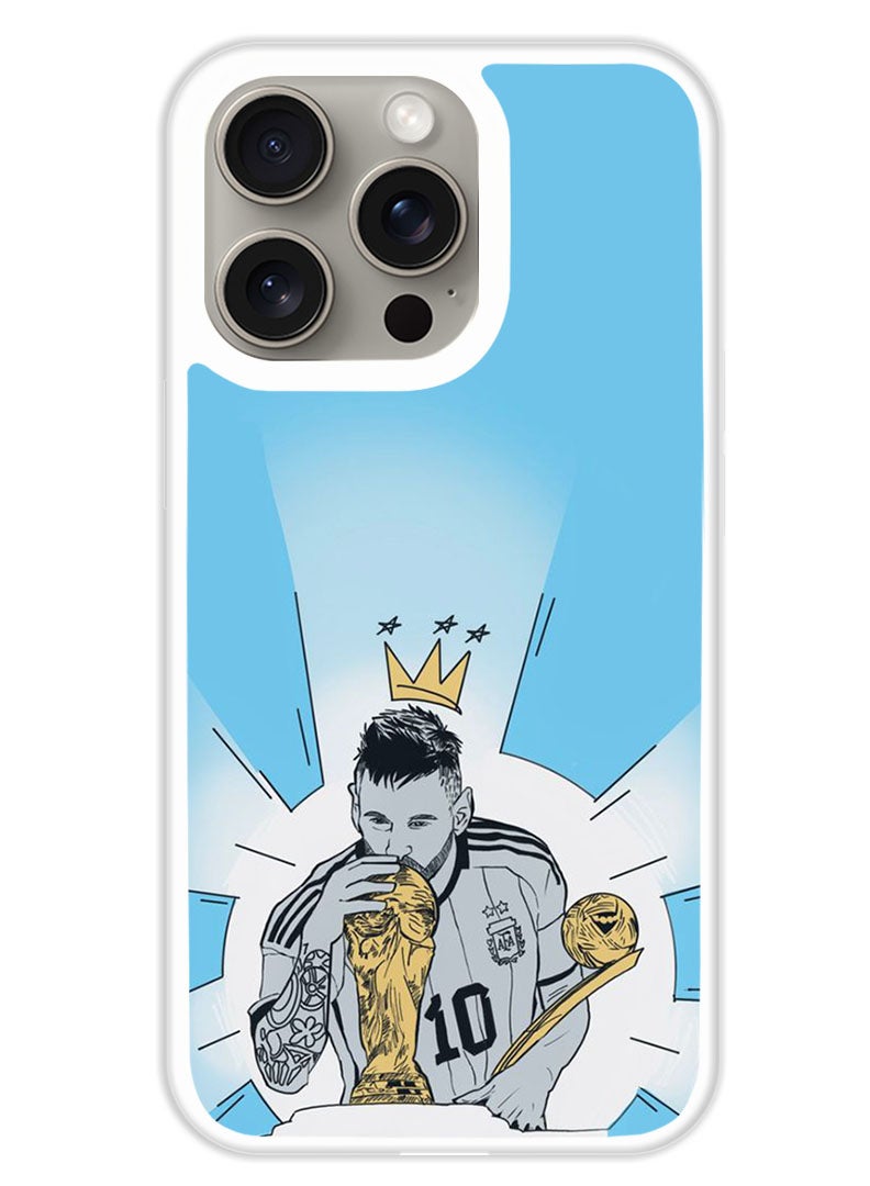 Theodor Protective Case Cover For APPLE IPHONE 15 Pro Messi Kiss WC (White Bumper) - Image 1