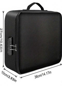 Generic 1pc Lockable Document Bag, 3-Layer File Storage Box With Waterproof Zipper, Portable Travel Safe Storage Handbag, Home Organizer For Laptop, Documents, Certificates  - Image 2