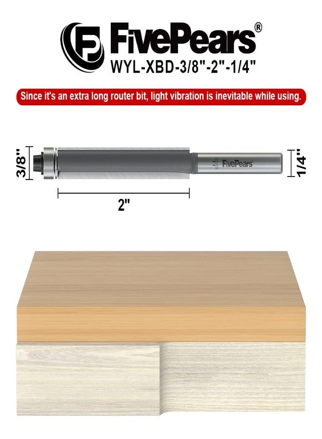 FivePears Flush Trim Router Bits 1/4 Inch Shank, 3/8 Inch Cutting Diameter, 2 Inch Cutting Length, Bottom Bearing Flush Straight Cut Trim Router Bit for Woodworking. - Image 2