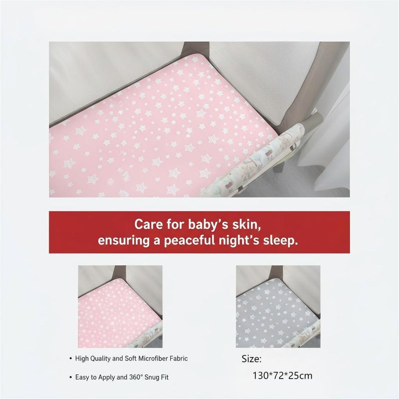 KASTWAVE Baby Crib Sheets, 2-Pack Fitted Crib Sheet Set in Grey & Pink - Image 2