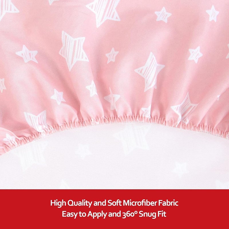 KASTWAVE Baby Crib Sheets, 2-Pack Fitted Crib Sheet Set in Grey & Pink - Image 5