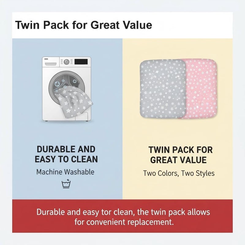 KASTWAVE Baby Crib Sheets, 2-Pack Fitted Crib Sheet Set in Grey & Pink - Image 3