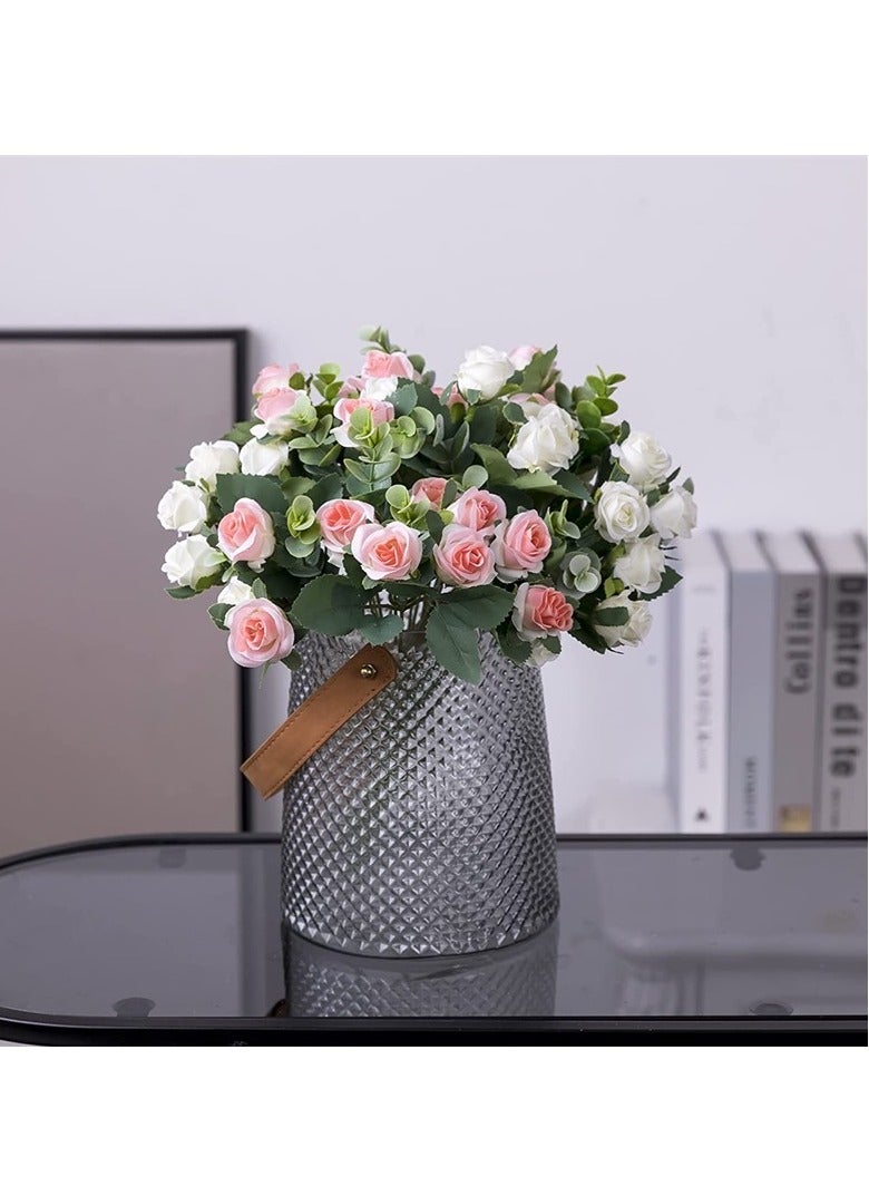 Artificial Rose Flowers, Elegant Artificial Flowers Bouquet, Real Looking Silk Roses With Stems For Diy Wedding Bouquets Centerpieces Party Home Decorations And Outdoors, (Pink Color)