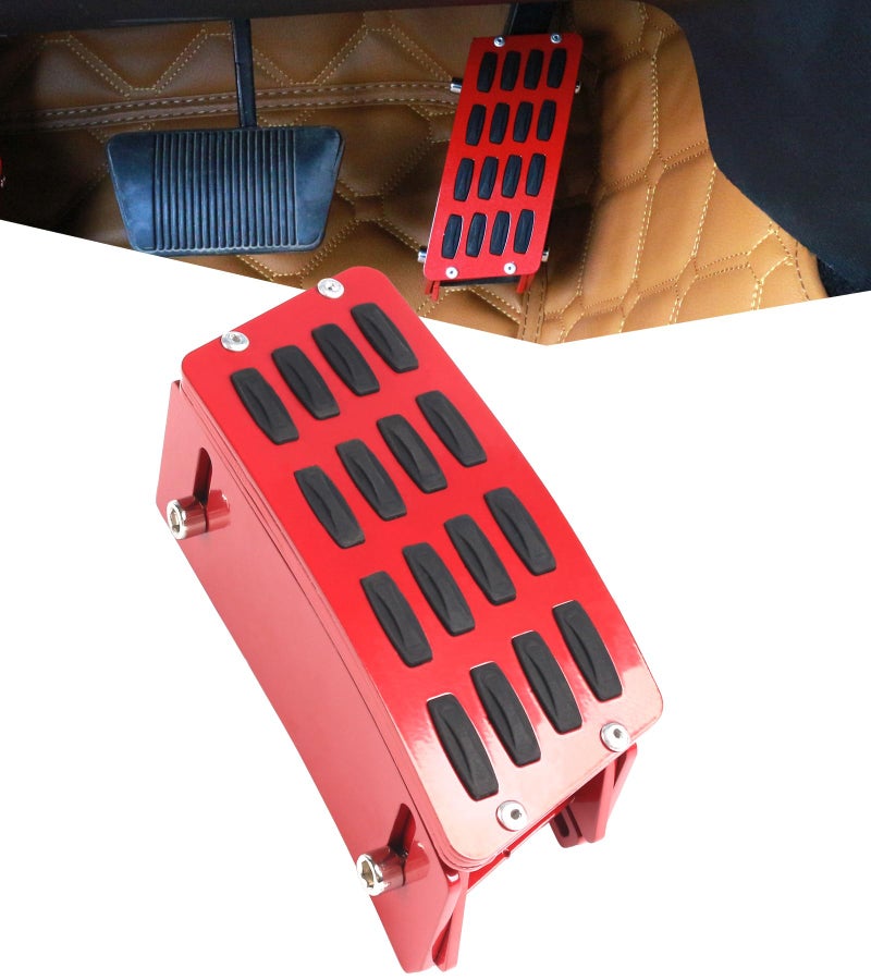 PKEDUO Red Gas Pedal Extender Cover Anti-Slip Adjustable Foot Pedal Pad Compatible with 2007-2017 Wrangler JK JKU 2/4-DOOR(NOT for 2018+ JL Models) - Image 1