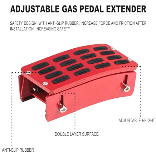 PKEDUO Red Gas Pedal Extender Cover Anti-Slip Adjustable Foot Pedal Pad Compatible with 2007-2017 Wrangler JK JKU 2/4-DOOR(NOT for 2018+ JL Models) - Image 4