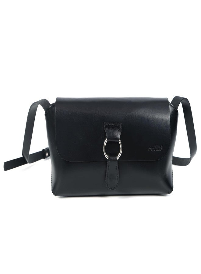 Celtic Unisex Genuine Leather Sling Bag with Ring-Flap Design - Image 1