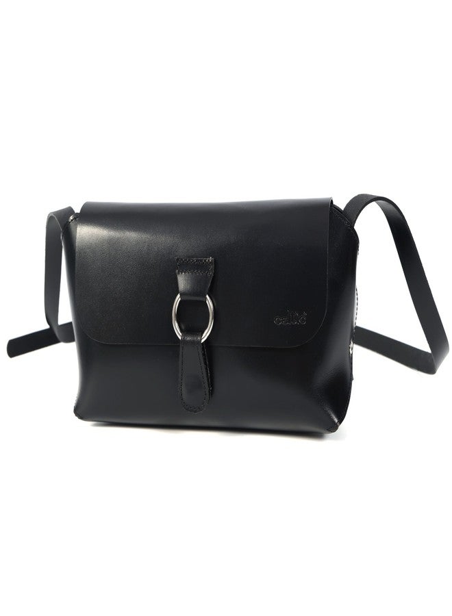 Celtic Unisex Genuine Leather Sling Bag with Ring-Flap Design - Image 2