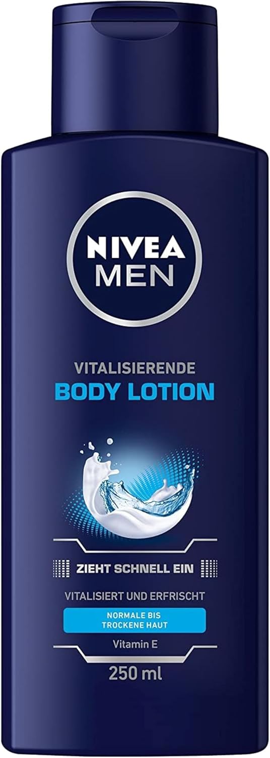 NIVEA MEN Revitalising Body Lotion Revitalising Body Care Moisturises 24 Hours Body Lotion with Vitamin E for Intensively Nourished Skin 250 ml