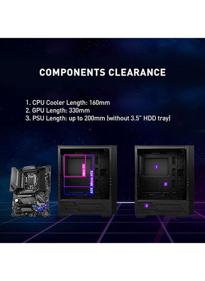 MSI MAG Forge 112R Gaming Case, ARGB Support, Tempered Glass Side Panel, Optimized Airflow with Up to 6 Fans, Magnetic Dust Filter, Supports 330mm GPU, Tool-less Design, Mystic Light Compatible | 306-7G16X23-809 Black  - Image 5
