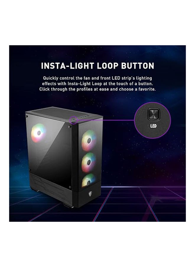 MSI MAG Forge 112R Gaming Case, ARGB Support, Tempered Glass Side Panel, Optimized Airflow with Up to 6 Fans, Magnetic Dust Filter, Supports 330mm GPU, Tool-less Design, Mystic Light Compatible | 306-7G16X23-809 Black  - Image 4