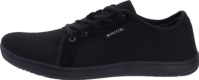 WHITIN WHITIN Men's Extra Wide Width Fashion Barefoot Sneakers Zero Drop Sole W81 Size 11W Minimus Weightlifting Minimalist Tennis Shoes Walking All Black 44 - Image 3