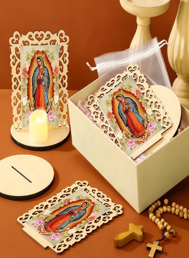 Soaoo 12 Pcs Our Lady of Guadalupe Wooden Statues Virgen De Guadalupe Picture Frames Baptism Favors for Guests Baptism Centerpieces for Table First Communion Gifts Catholic Favors (Rectangle) - Image 2