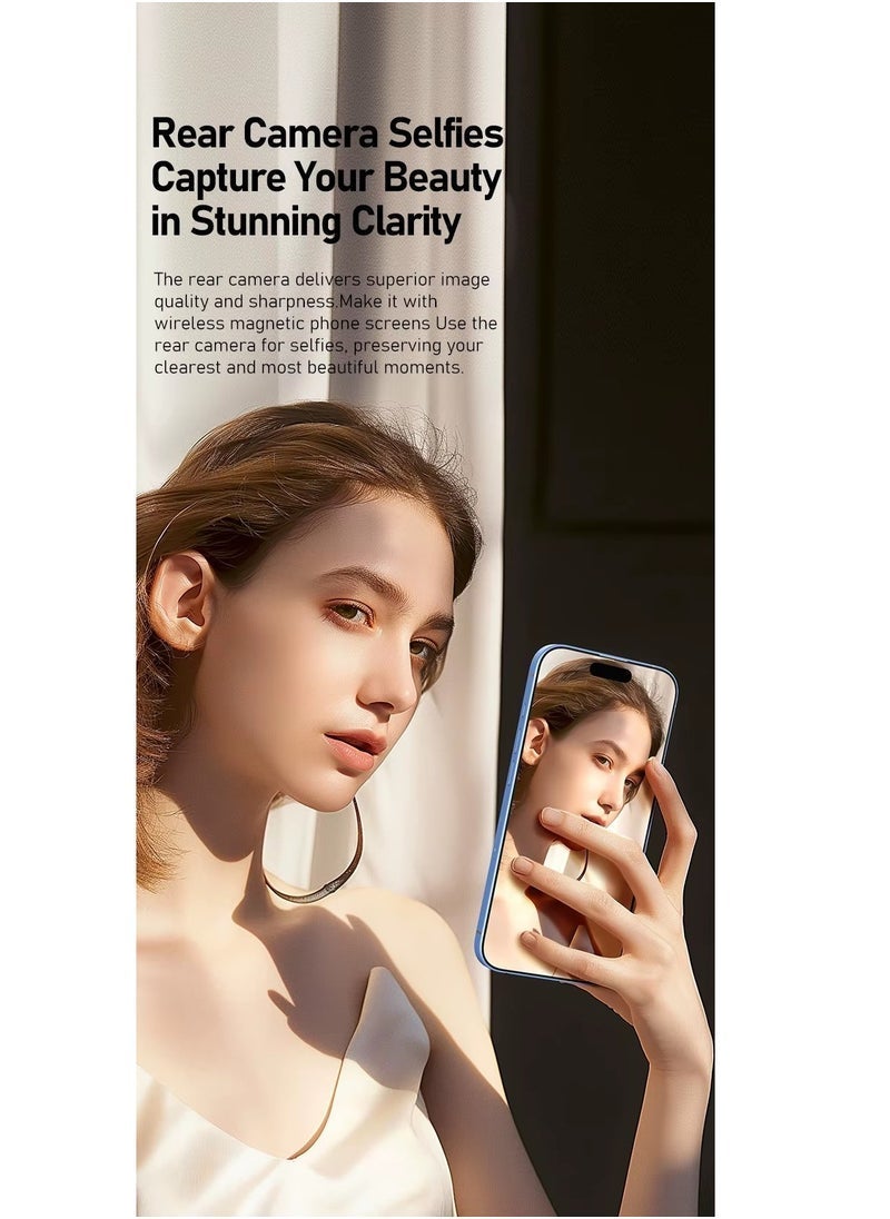 ELTRAZONE - 2025 Magnetic Wireless Phone Selfie Monitor – 4" Bluetooth Vlog Screen with Real-Time Rear Camera Sync, Remote Control & Anti-Slip Silicone Gel + ABS Magnetic Mount – Compatible with iPhone & Android for Pro Selfies, YouTube, TikTok (White) - Image 1