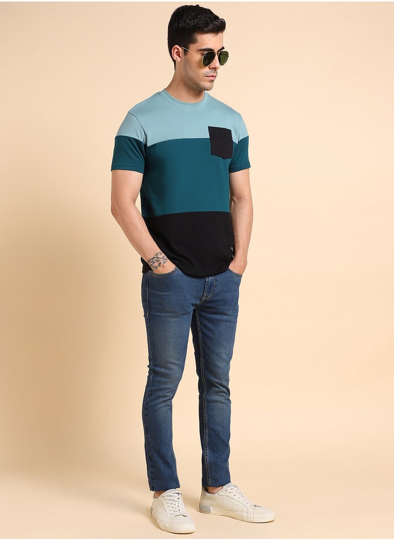 Dennis Lingo Teal T-Shirt for Men, Fresh Casual Style  - Image 1