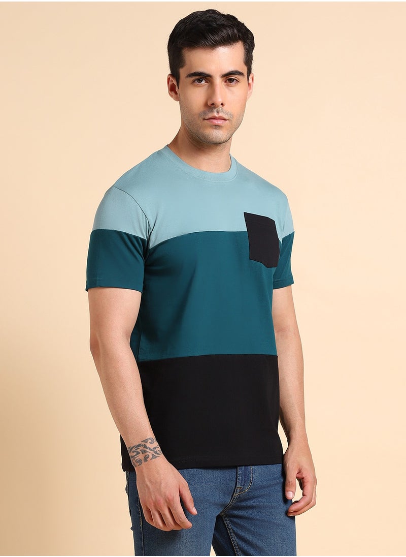 Dennis Lingo Teal T-Shirt for Men, Fresh Casual Style  - Image 3