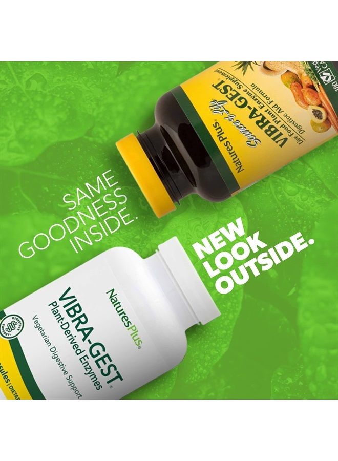 Nature's Plus NaturesPlus Vibra-Gest - 180 Capsules - Vegetarian Digestive Support Supplement with Probiotics, Live Fruit & Vegetable Enzymes - Natural Live Cultures - 180 Servings - Image 1