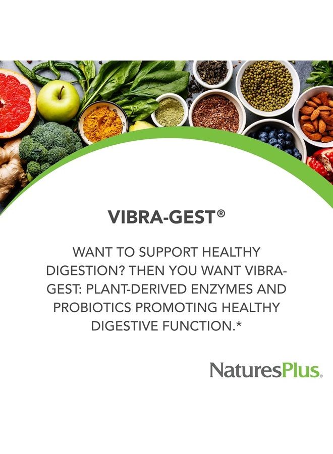 Nature's Plus NaturesPlus Vibra-Gest - 180 Capsules - Vegetarian Digestive Support Supplement with Probiotics, Live Fruit & Vegetable Enzymes - Natural Live Cultures - 180 Servings - Image 2
