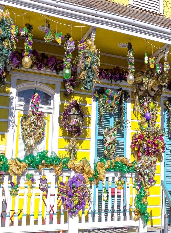 Ferraycle 36 Pcs Mardi Gras Decorations Glitter Wooden Mardi Gras Ornaments Gnome Crown Mask Gold Green Purple Hanging Carnival Home Decor for Carnival Party Holiday Supplies, 12 Styles - Image 4