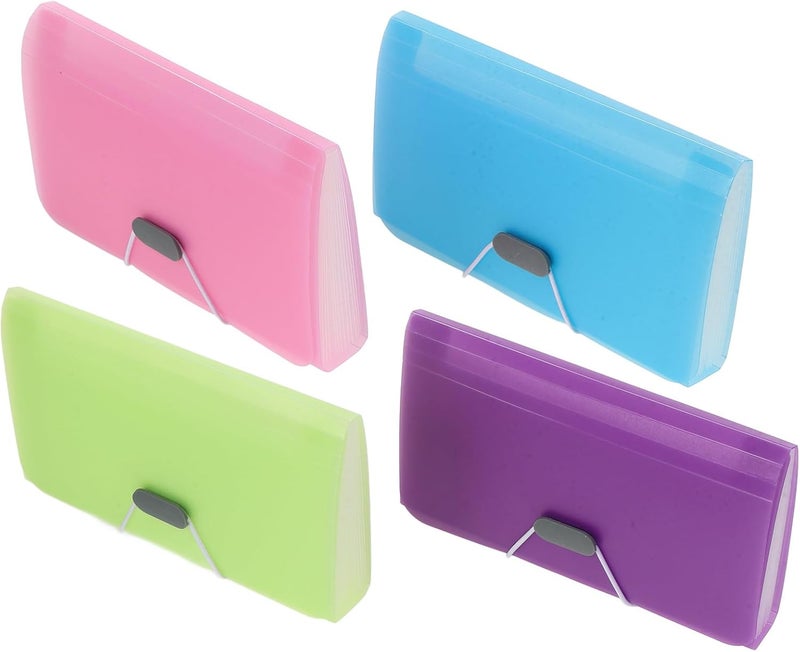 4pcs A6 Mini Accordion File Organizer Set, 13-Compartment Candy Color Expanding Document Folder for Office Receipt and Currency Storage - Image 1