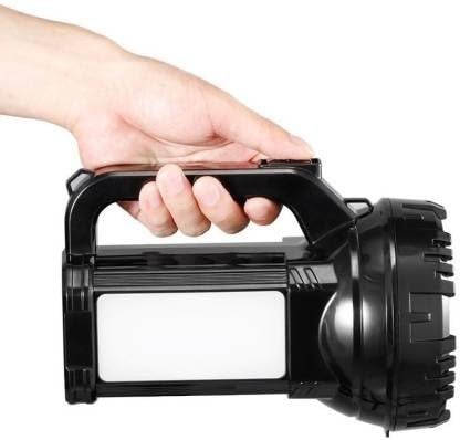 Fiiasa 100W Heavy Torch Lights Rechargeable for Home Emergency Light with Searching Laser Pointer 10Hrs Battery Backup Torch Black  - Image 2