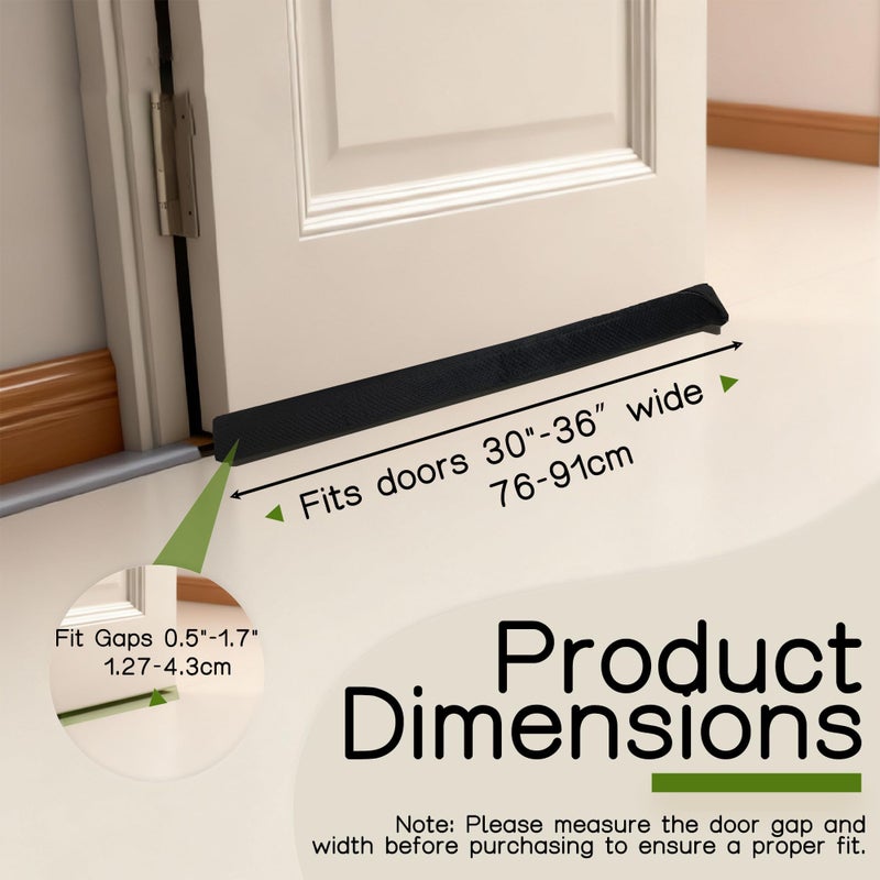OUTTDID Under Door Draft Stopper Door, Sweep Weather Stripping, Double-Sided Windproof Seal Noise Blocker Window Breeze Blocker, Adjustable 30'' to 36'' Gap Filler, Black - Image 2