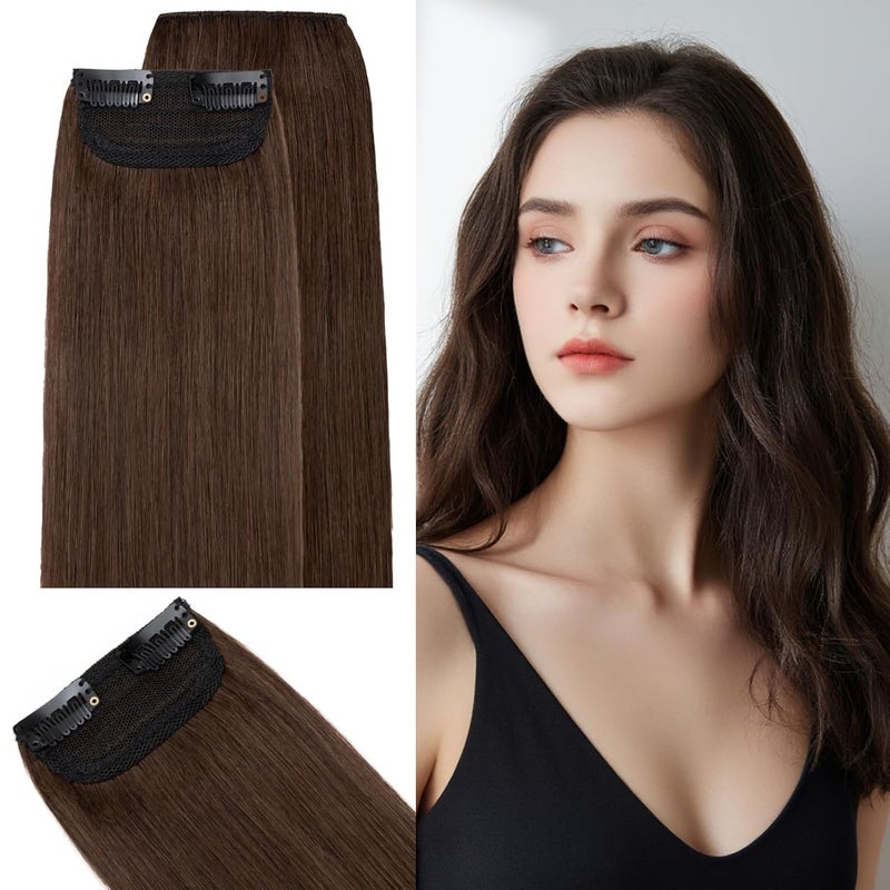 SEGO 1PCS Clip in Hair Piece 2 Clips Clip in Remy Human Hair Extensions Seamless Short Straight Invisible Hairpin for Thinning Hair Adding Hair Volume 1PCS 4681012 Inches 810121517g
