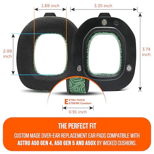 WC Mod Kit A50 - Cooling Gel Earpads + Headband Replacement for Astro A50 Gen 4, Gen 5 & A50X by Wicked Cushions | Enhanced Comfort, Cooling & Durability | Emerald Tide - Image 5