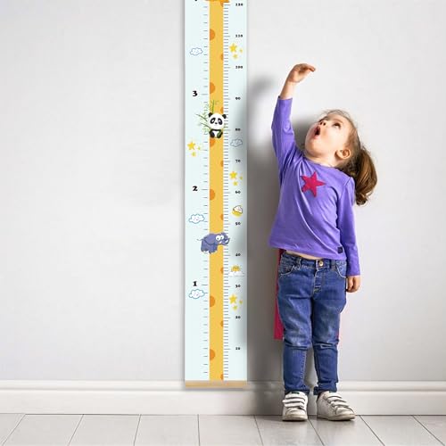 LoveNite Baby Growth Chart, Height Wall Chart for Kids, Wooden Frame Canvas Measurement Hanging Ruler for Child’s Room Decoration 79 x 7.9in (Yellow Giraffe) - Image 2