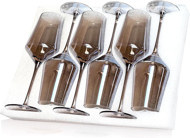 COMFIT Smokey GrayGrey Wine Glasses Set of 614 oz Gray Kitchen Accessories Unfading Color Handblown Colored Wine Glasses  Gifts for Wine Lovers Mothers Day Wedding Birthday Gifts - Image 1