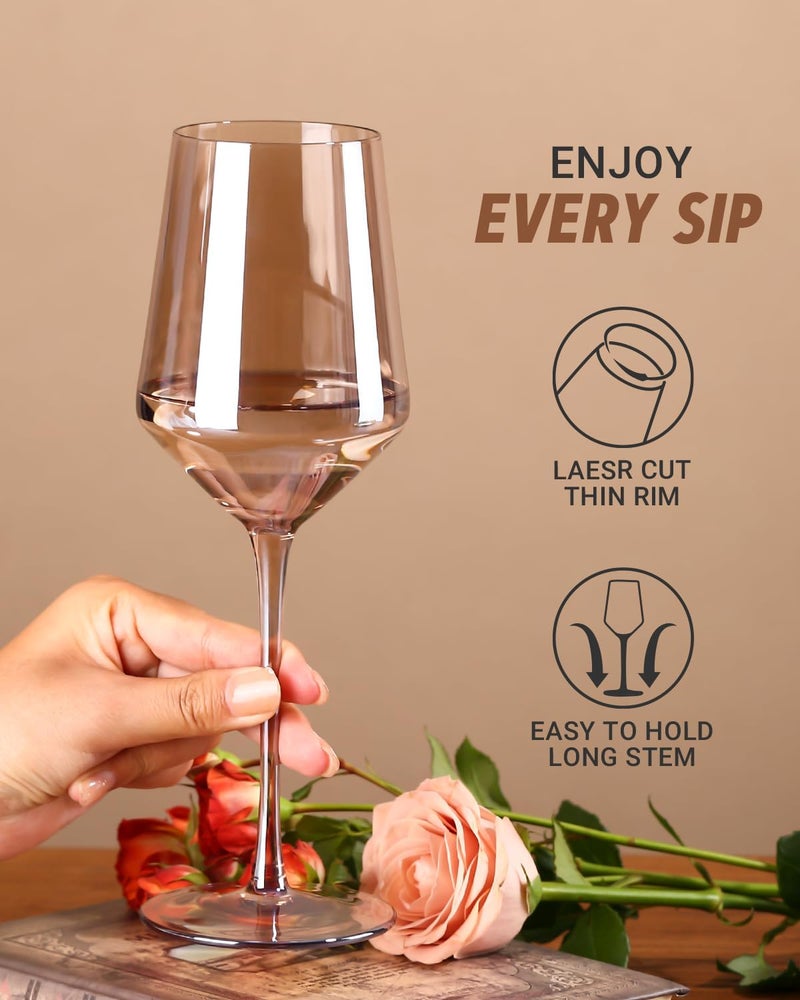 COMFIT Smokey GrayGrey Wine Glasses Set of 614 oz Gray Kitchen Accessories Unfading Color Handblown Colored Wine Glasses  Gifts for Wine Lovers Mothers Day Wedding Birthday Gifts - Image 5