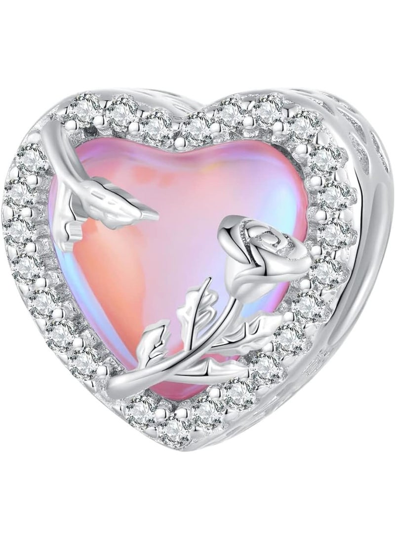 SOLARAE سحر فضة ستيرلنج 925، سحر خرز للأساور، سحر قلب للنساء والفتيات للأساور، سحر شجرة العائلة هدية مجوهرات للنساء والفتيات (قلب) - Image 1