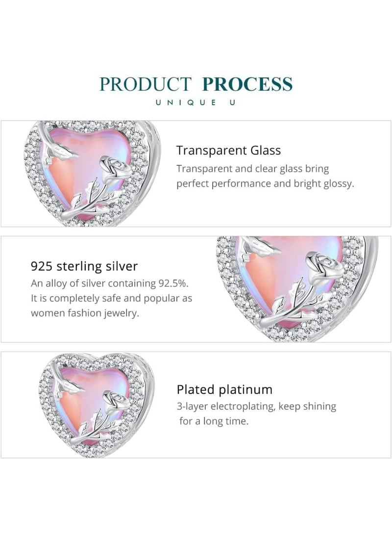 SOLARAE سحر فضة ستيرلنج 925، سحر خرز للأساور، سحر قلب للنساء والفتيات للأساور، سحر شجرة العائلة هدية مجوهرات للنساء والفتيات (قلب) - Image 5