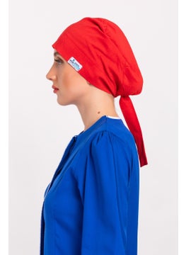 Nur Medikal Giyim Nur Medical Clothing Plain Red Hijab Doctor Nurse Hospital Cook Surgical Cap  - Image 4