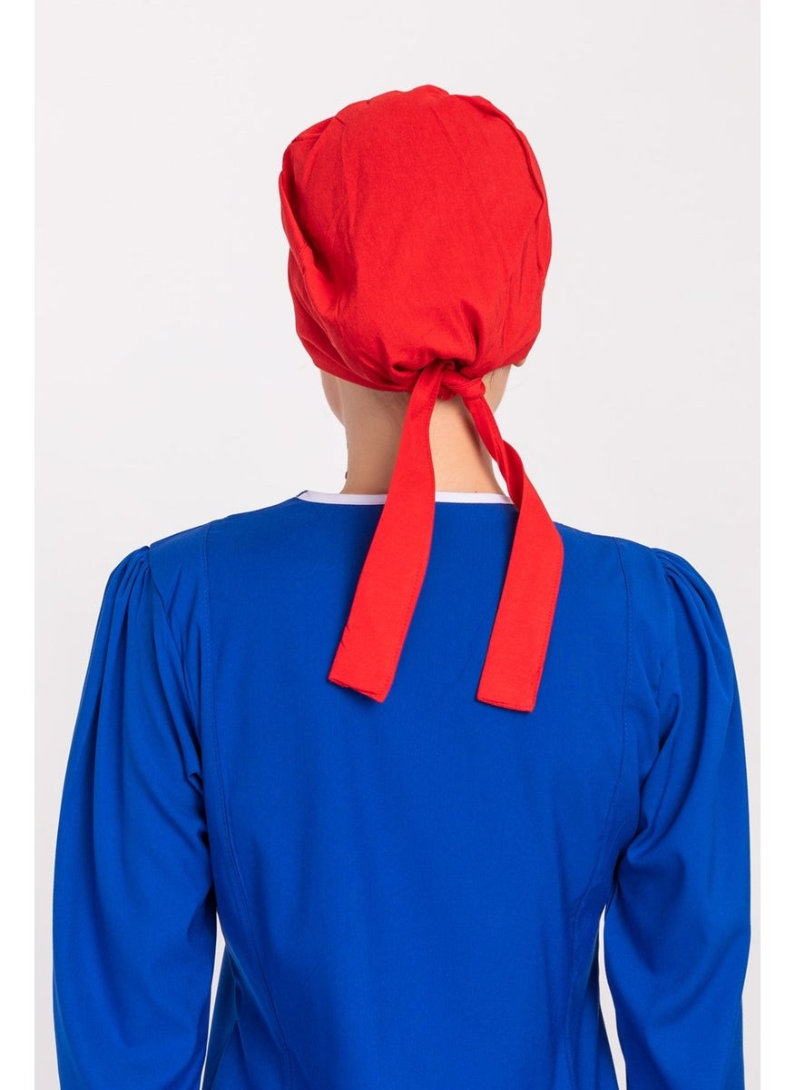 Nur Medikal Giyim Nur Medical Clothing Plain Red Hijab Doctor Nurse Hospital Cook Surgical Cap  - Image 5