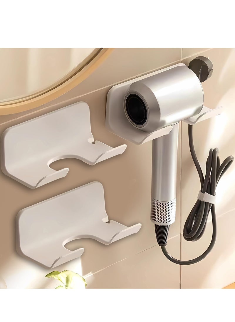 TRASSLE Universal Hair Dryer Holder, Blow Dryer Hanger Wall Mount for Hair Dryer Hook with Plug&Cord Organizer Self Adhesive for Cabinet Bathroom  - Image 1
