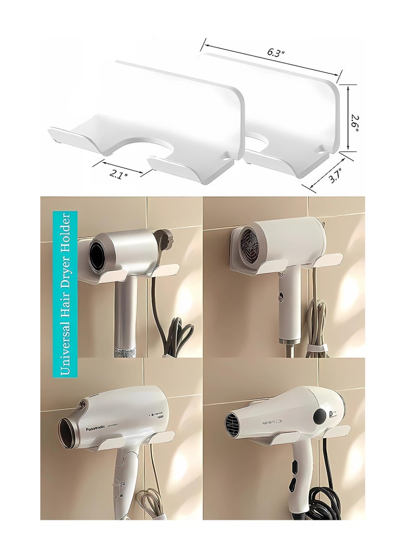 TRASSLE Universal Hair Dryer Holder, Blow Dryer Hanger Wall Mount for Hair Dryer Hook with Plug&Cord Organizer Self Adhesive for Cabinet Bathroom  - Image 3